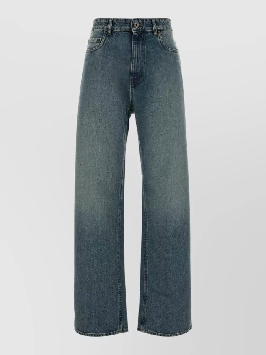Miu Miu High Waist Wide Leg Denim Trousers In Blue