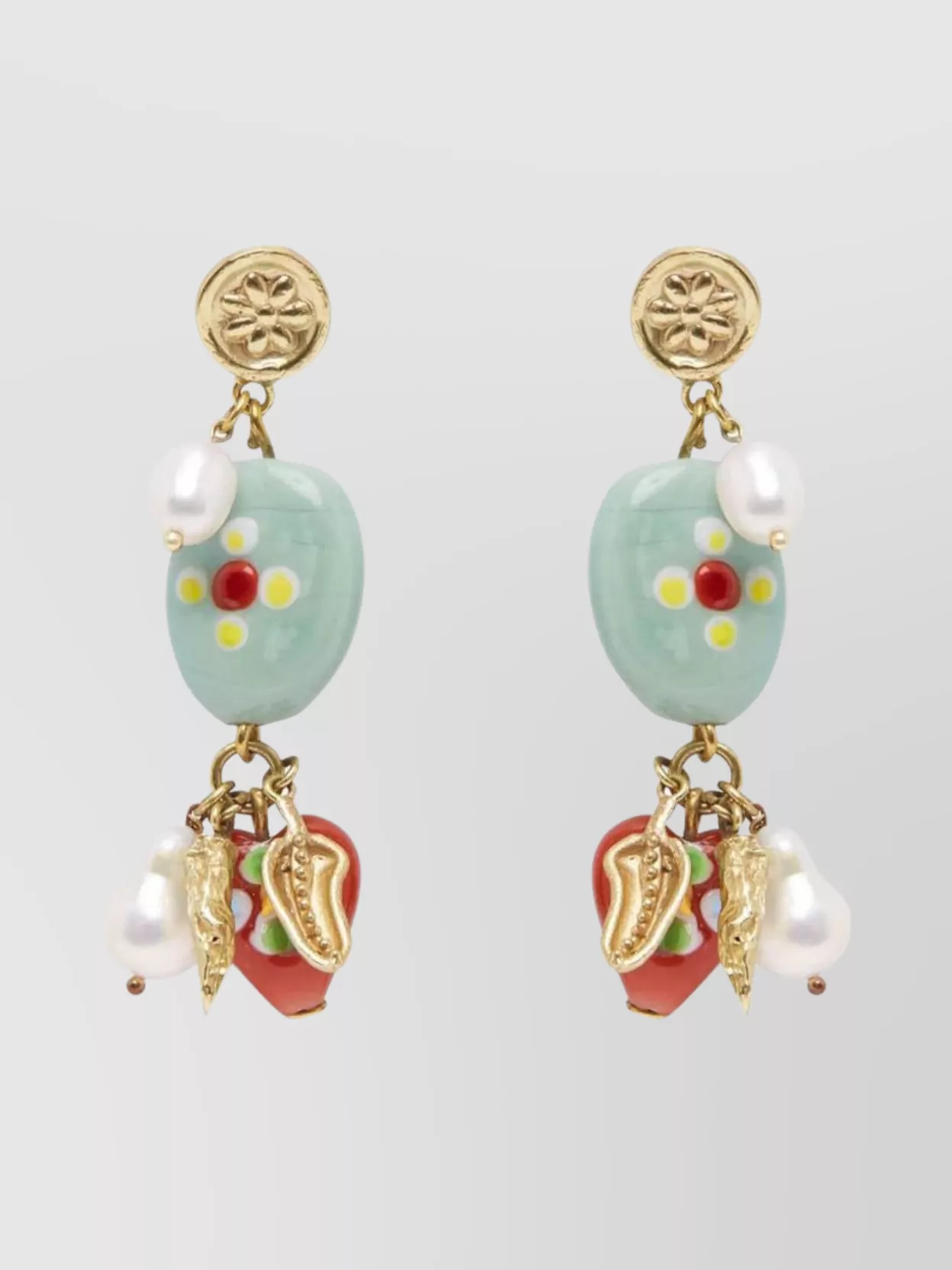 Alemais Heart And Pearl Drop Earrings In Gold