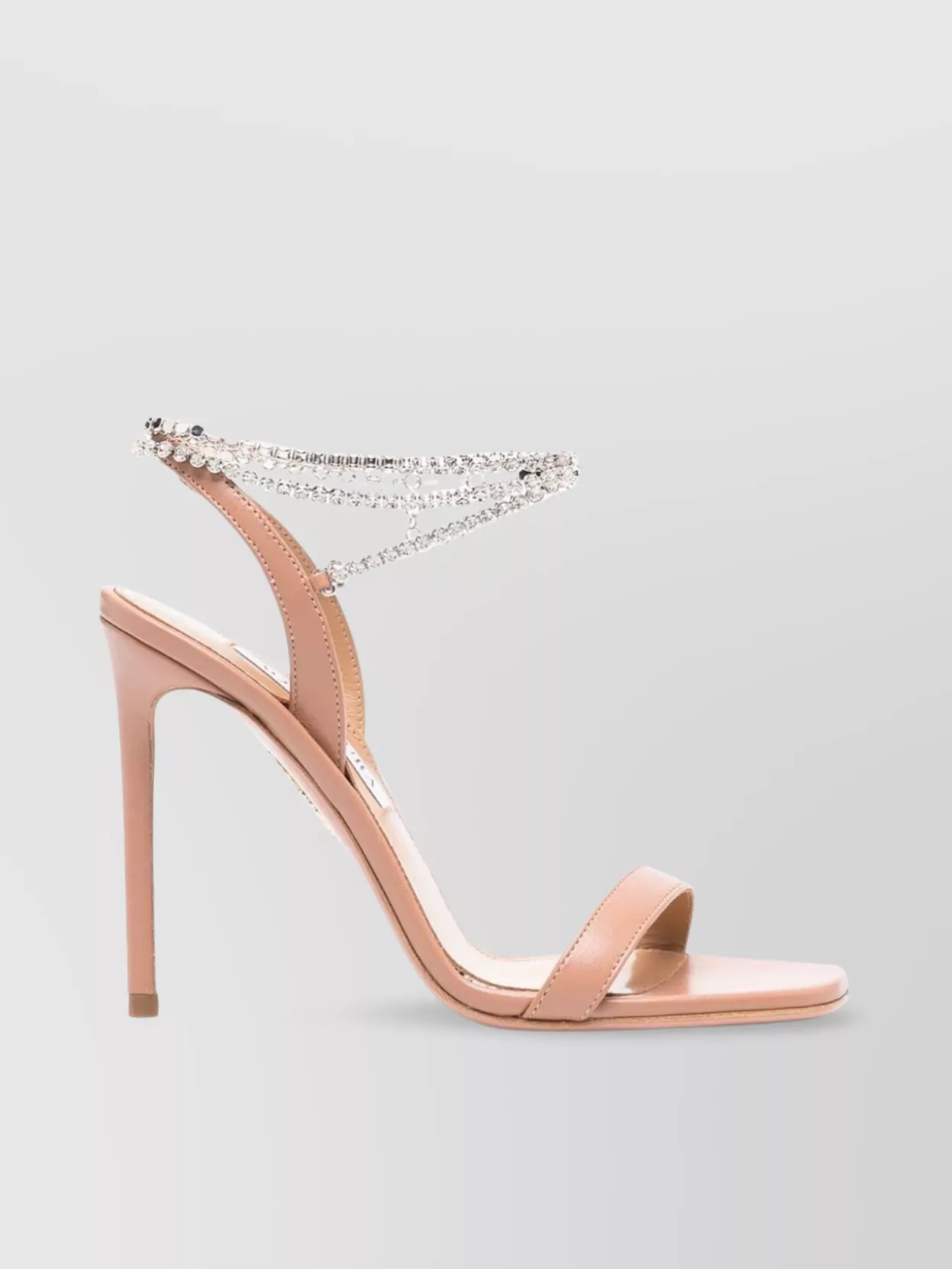 Aquazzura Whisper Sandal 105 Strap Embellished Square Toe In Pink