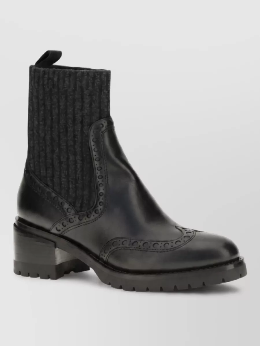 Santoni leather cutout ankle boots