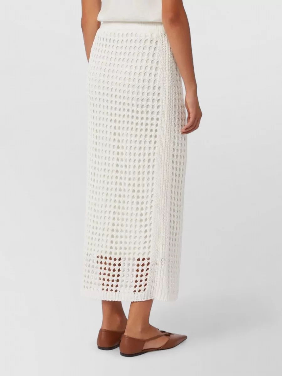 Max Mara Cotton Ribbed Mesh Straight Skirt