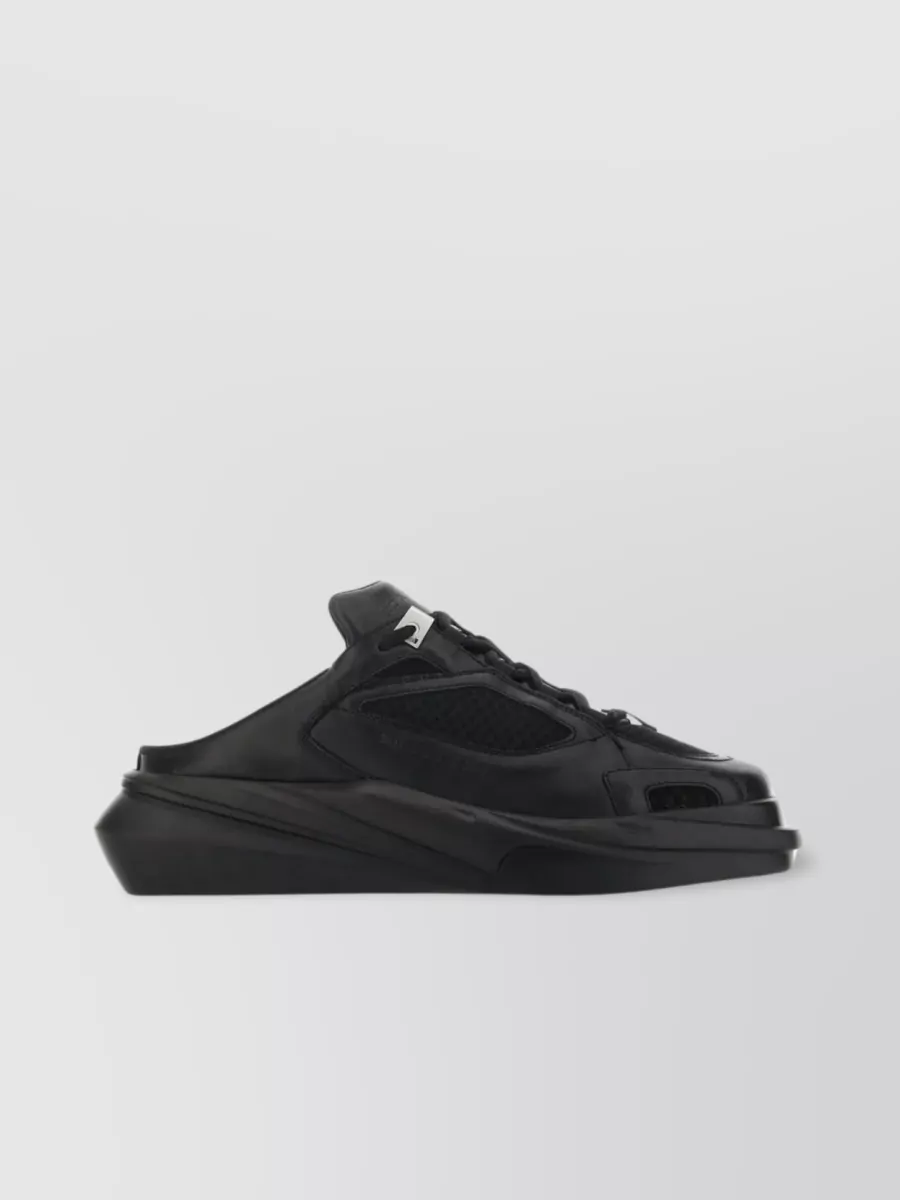 Shop Alyx Platform Sole Leather Hiking Slippers In Black