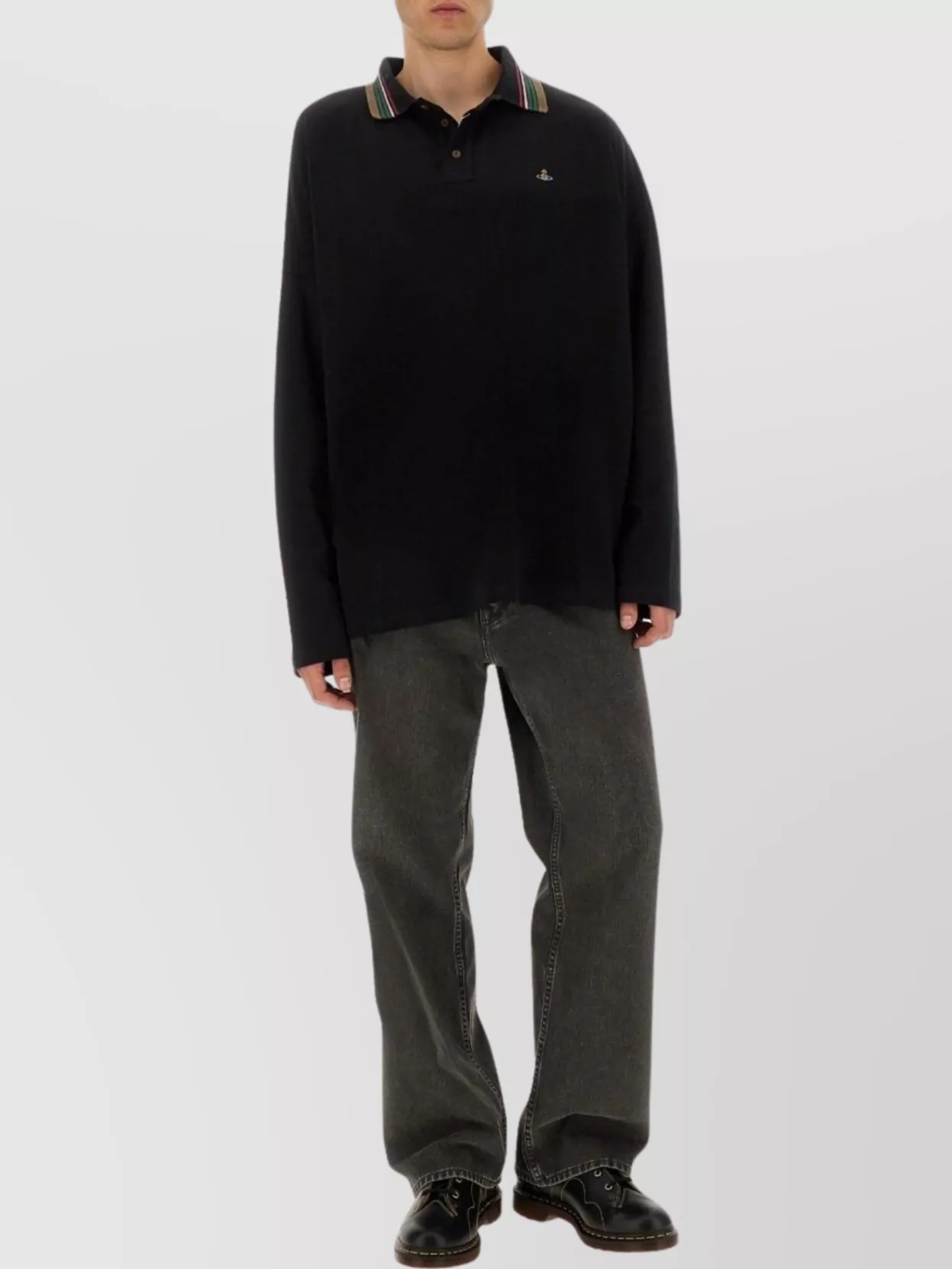 Vivienne Westwood Striped Collar Long Sleeves Polo Shirt