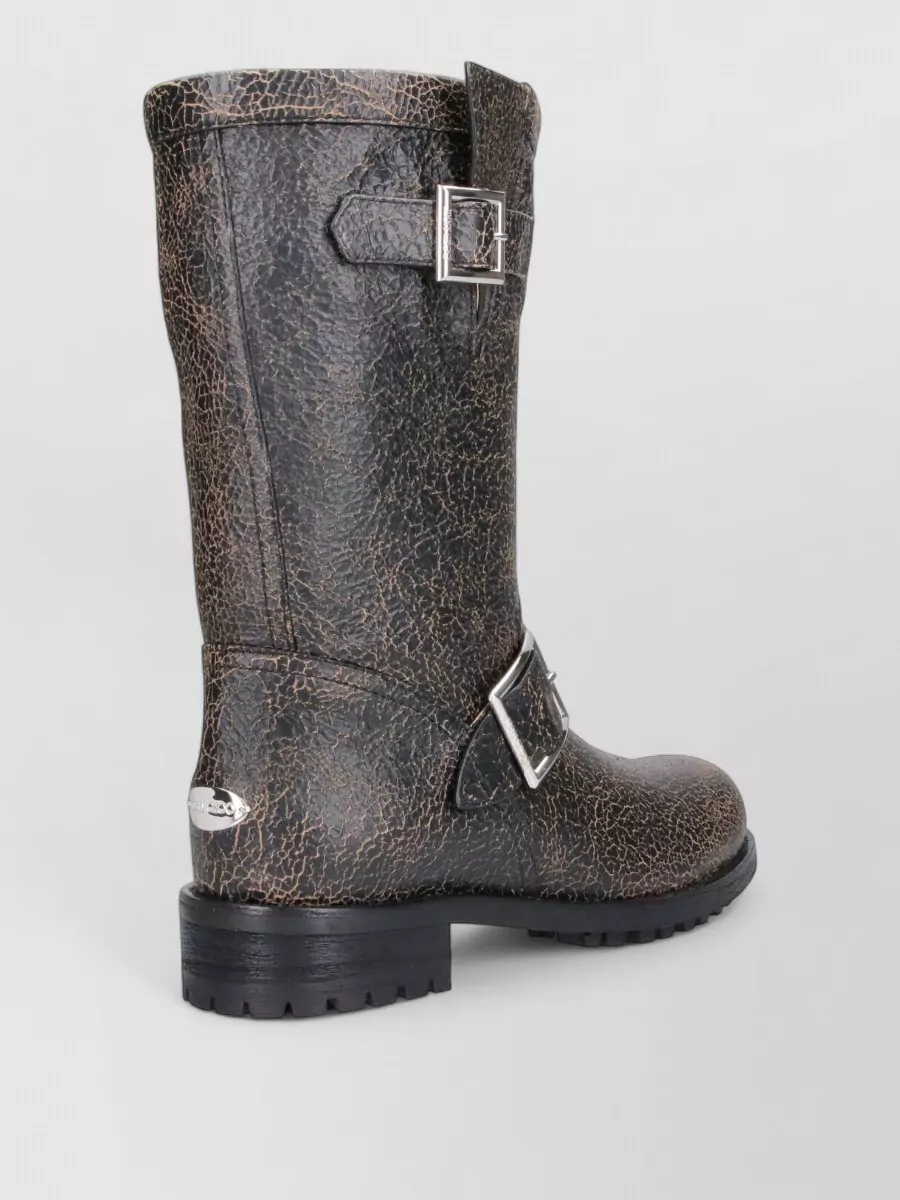 Jimmy Choo Leather Mid-Calf Biker Boots