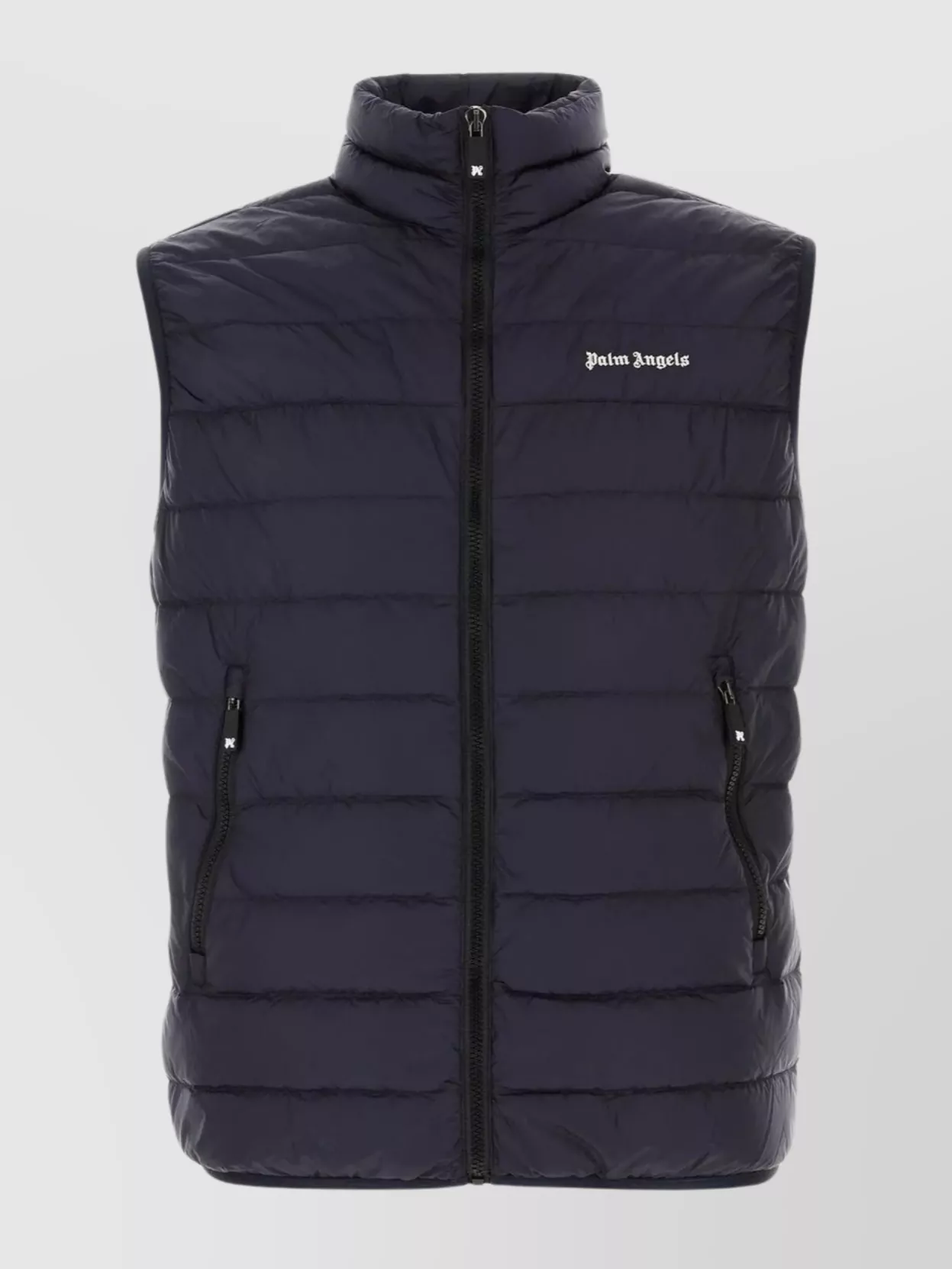 Shop Palm Angels Sleeveless Quilted Down Jacket With Elastic Hemline