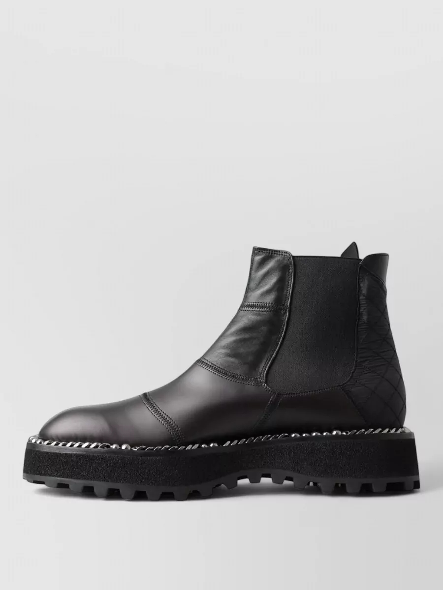 Dolce&Gabbana Leather Slip-On Stretch Ankle Boots