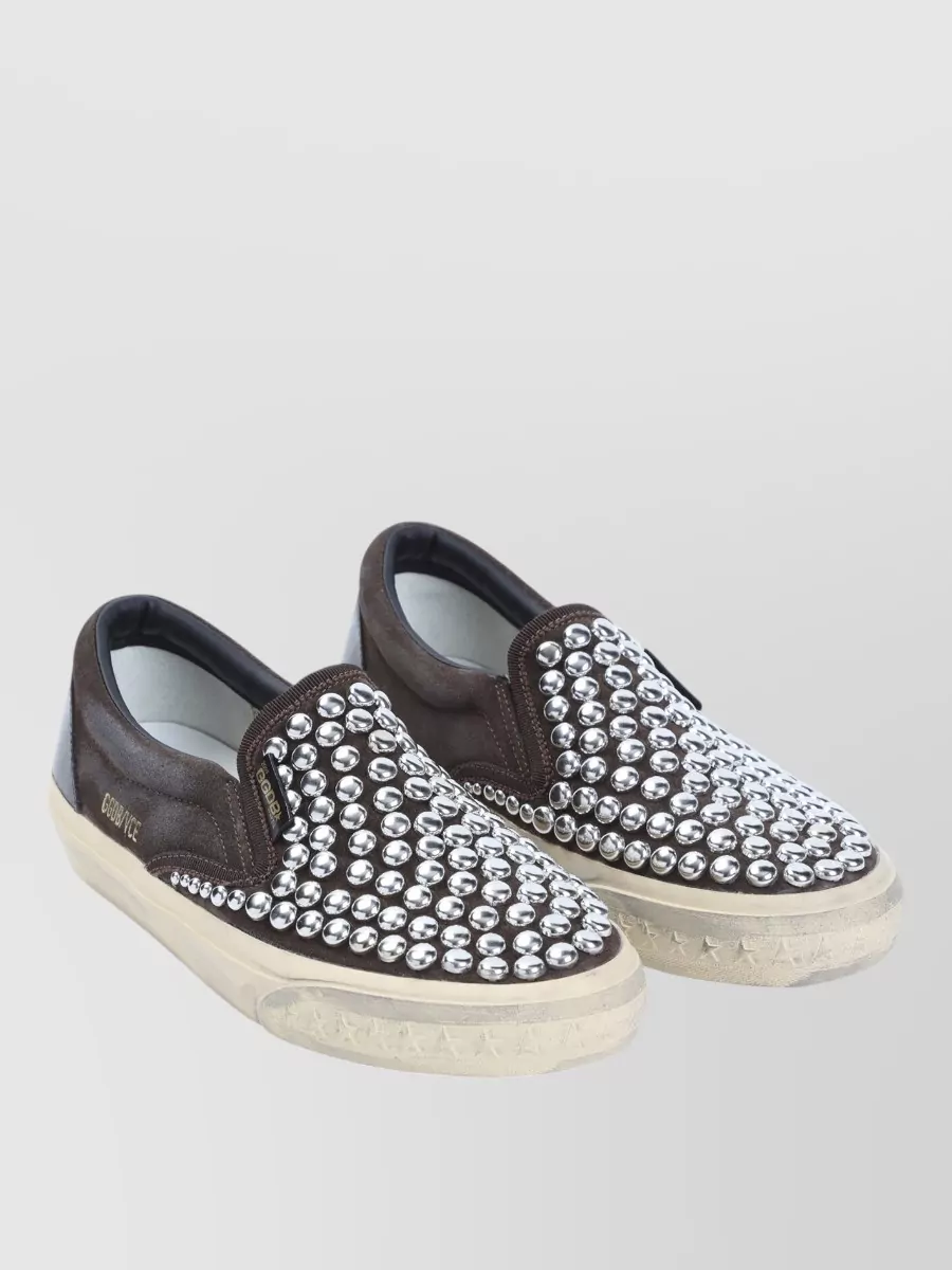 Golden Goose Leather Studded Slip-On Sneakers