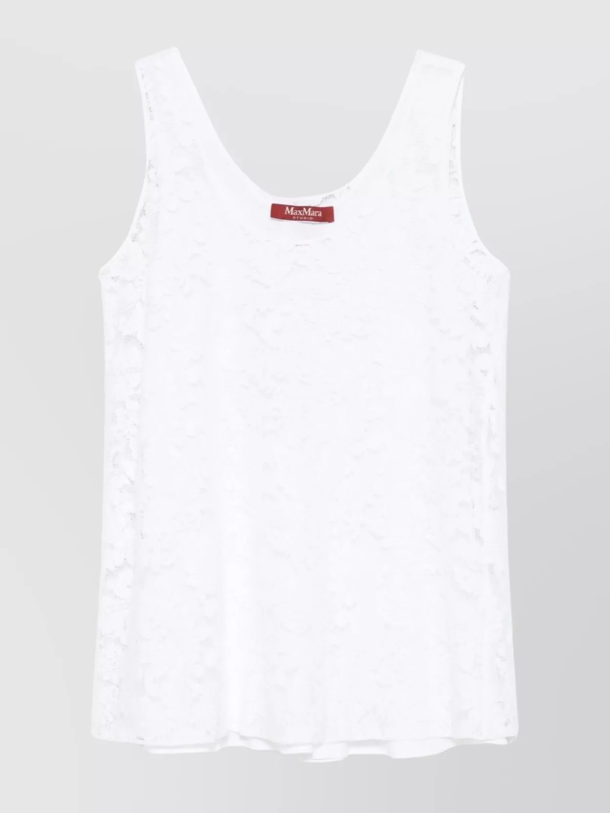 Max Mara Floral Lace Scoop Neck Sleeveless Top In White