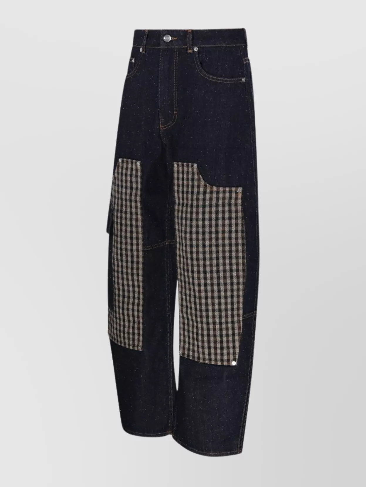 Ganni Checkered Patch Cargo Jeans