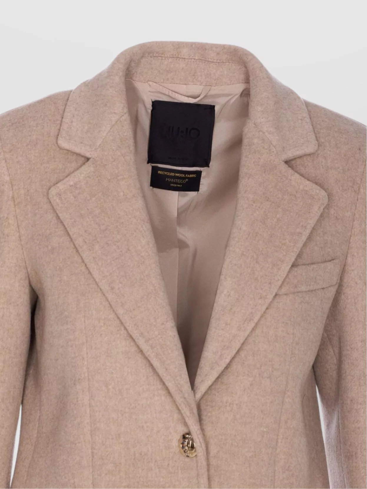 Liu •jo Long Sleeve V-neck Coat With Notch Lapel In Neutral