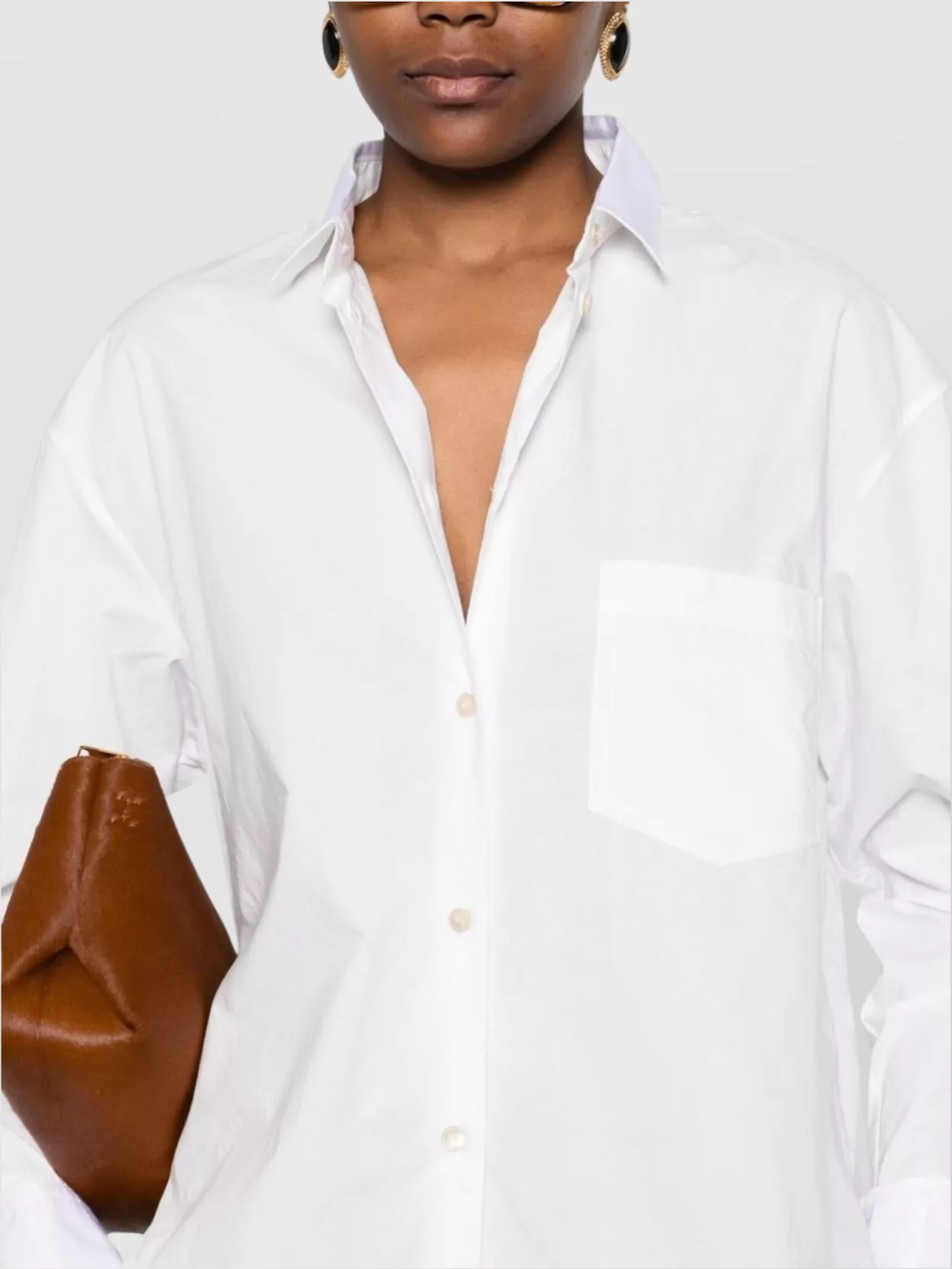 Forte Forte Long Sleeve Top With Curved Hem And Pocket