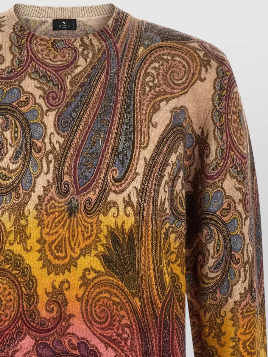 Etro Wool Paisley Degradé Crewneck Sweater