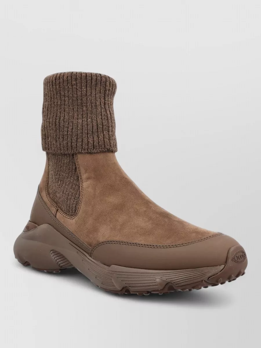 Tod's suede ribbed-knit slip-on sneakers