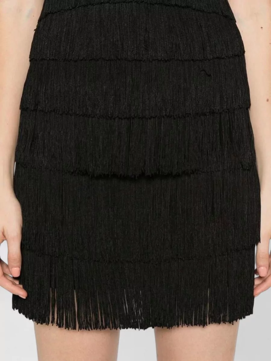 Norma Kamali Fringed Layered Mini Skirt