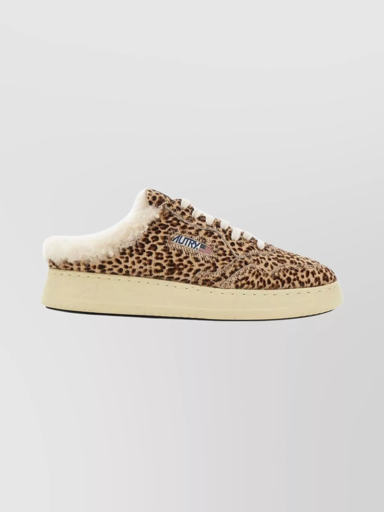 Autry Animal Print Low Top Sneakers With Shearling Trim