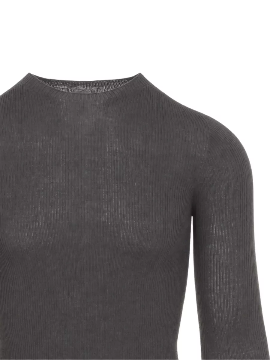 Rick Owens Wool Ribbed Fine-Knit Long-Sleeve T-Shirt