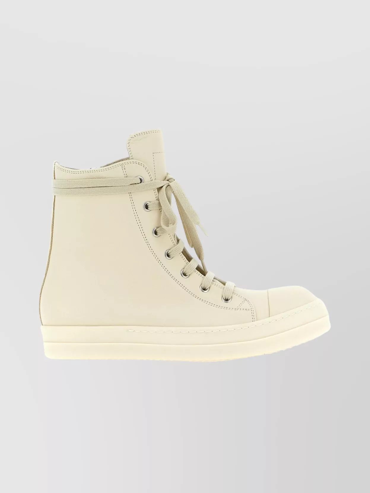 Rick Owens High-Top Round Toe Sneakers With Rubber Sole