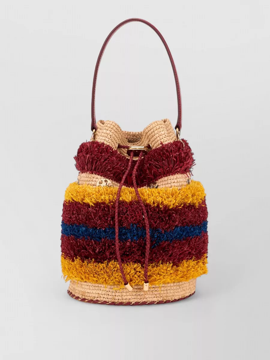 Paco Rabanne Paco bucket raffia shoulder bag