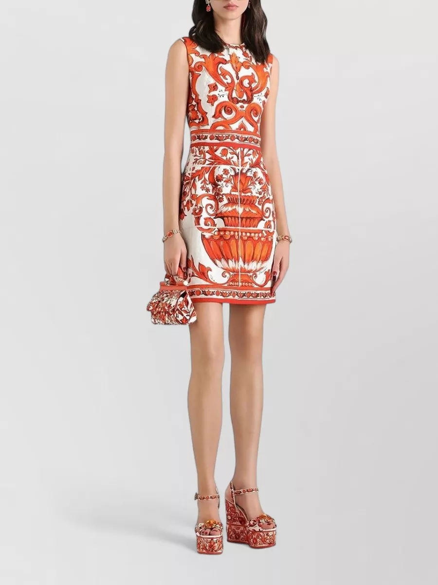 Dolce&Gabbana Majolica-Print Sleeveless Mini Dress