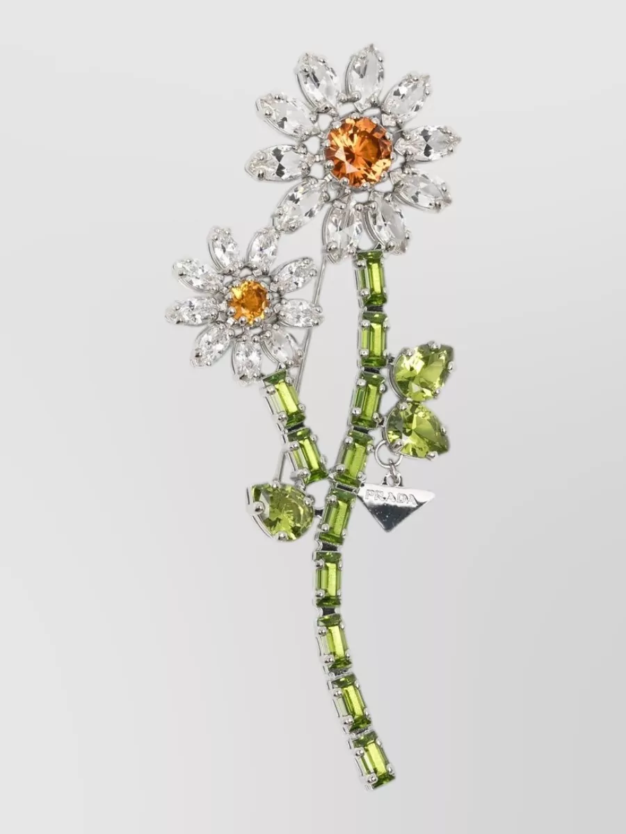 Prada crystal-embellished brooch