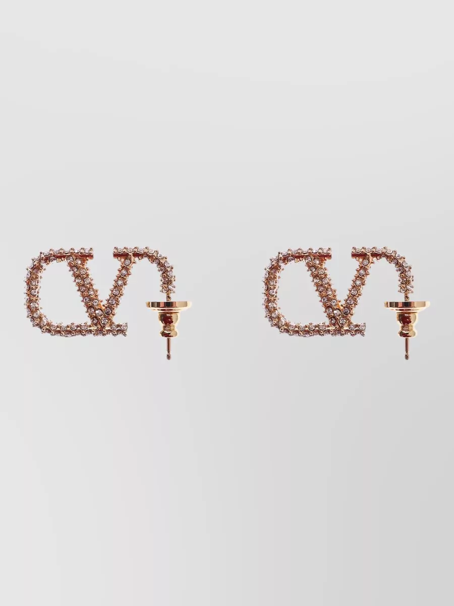 Valentino Garavani Crystal-Embellished Logo Stud Earrings