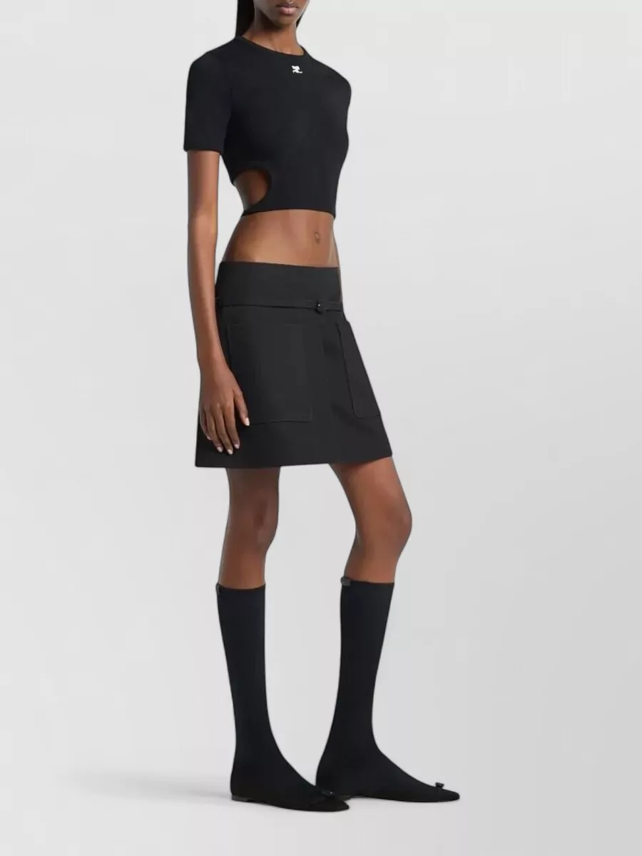 Courrèges Cutout Contrast Cotton T-Shirt
