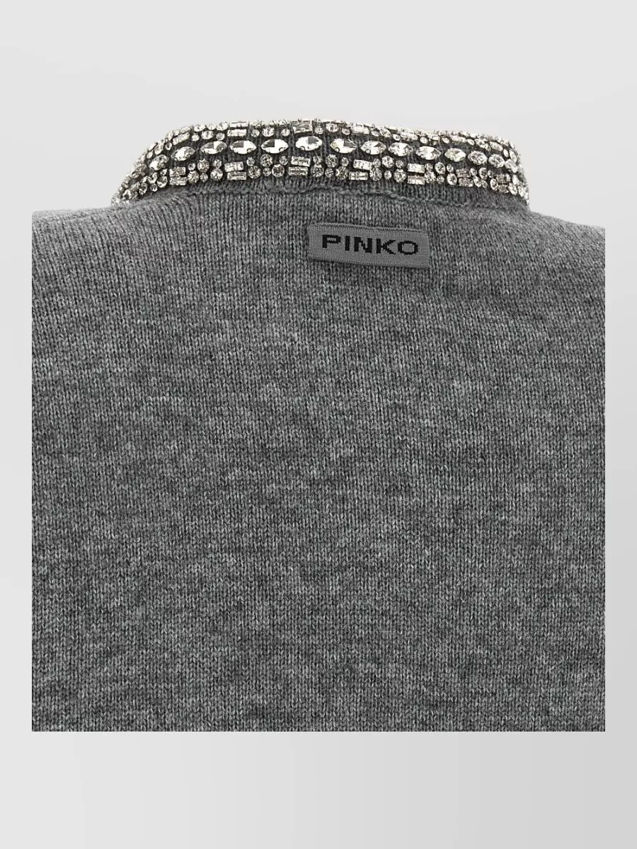 Pinko Cashmere-Blend Slim-Fit Embellished-Collar Cardigan