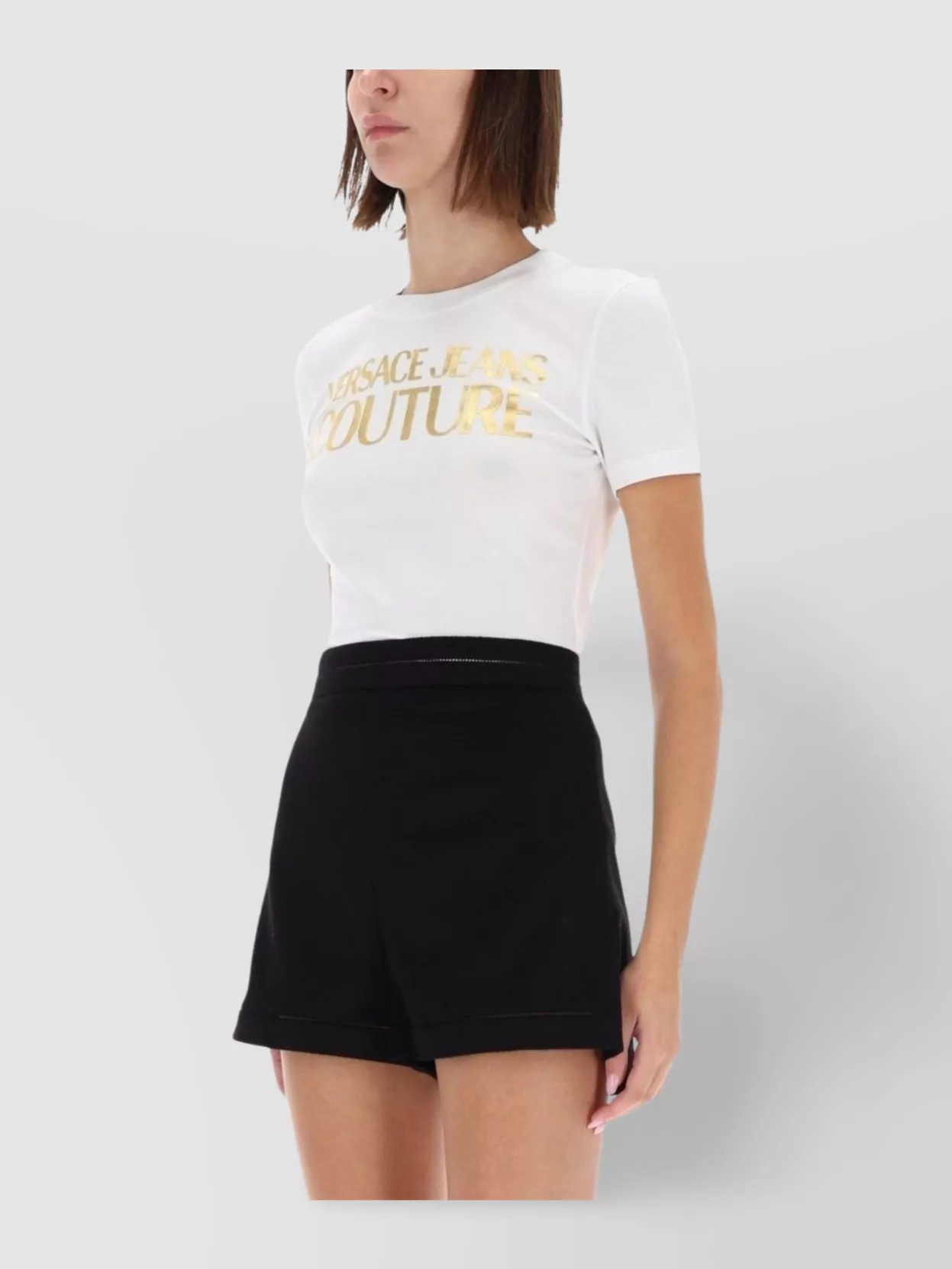 Versace Jeans Couture Fitted Short Sleeve Crew Neck Top
