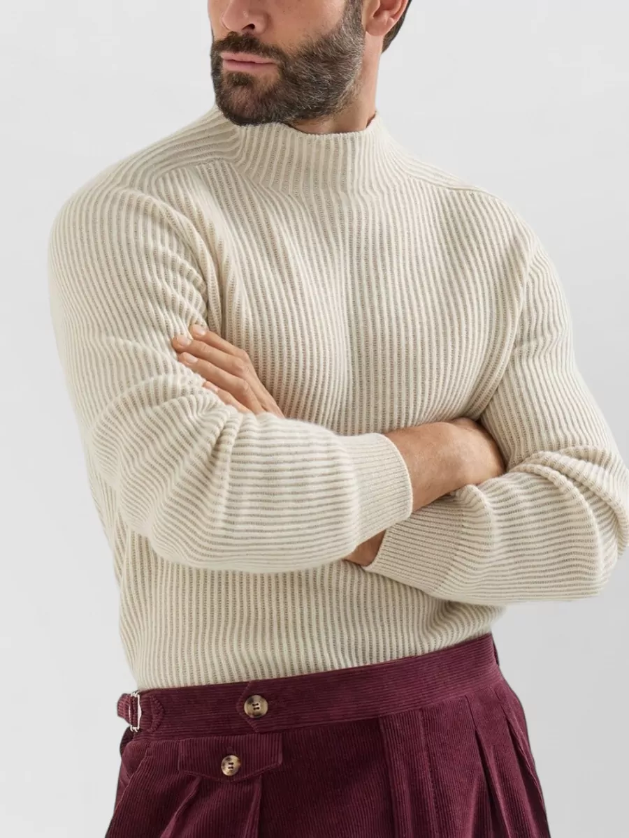 Brunello Cucinelli Cashmere English Rib Turtleneck Sweater