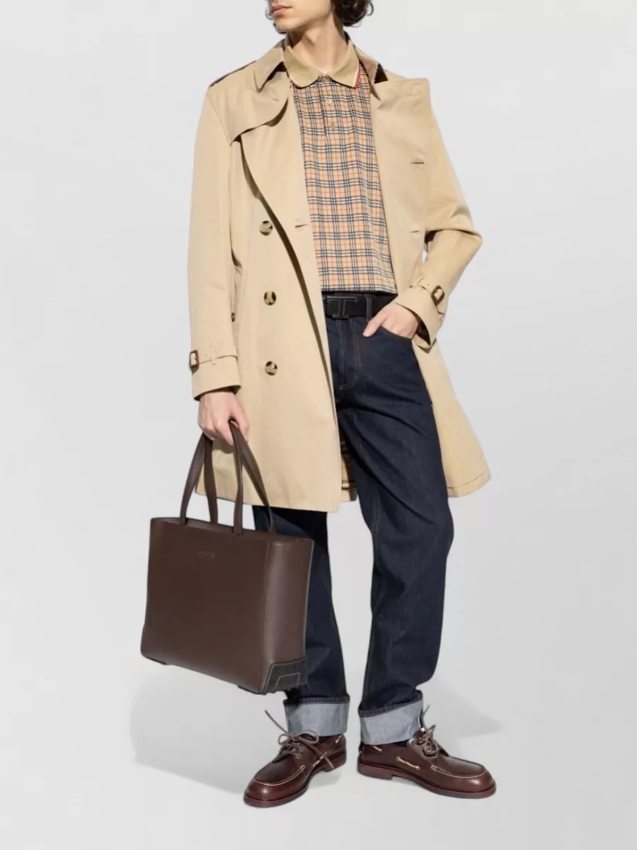 Burberry Checked Polo Collar Silk Nylon T Shirt