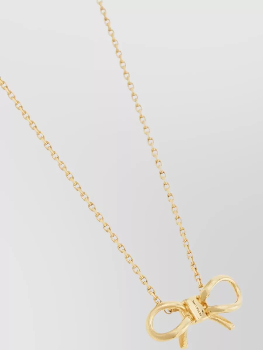 Ferragamo Brass Bow Pendant Necklace