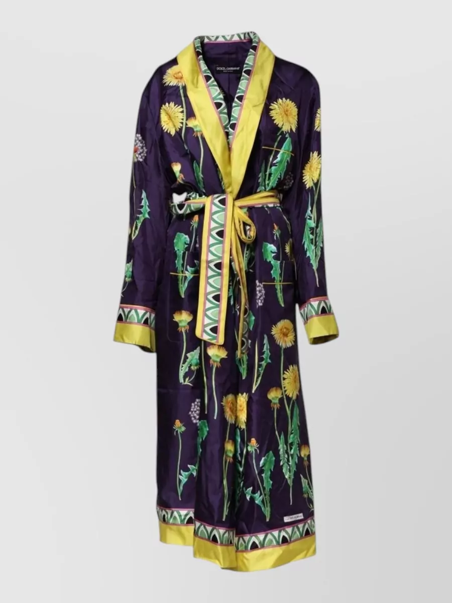 Dolce&Gabbana Silk floral print long sleeve wrap maxi dress