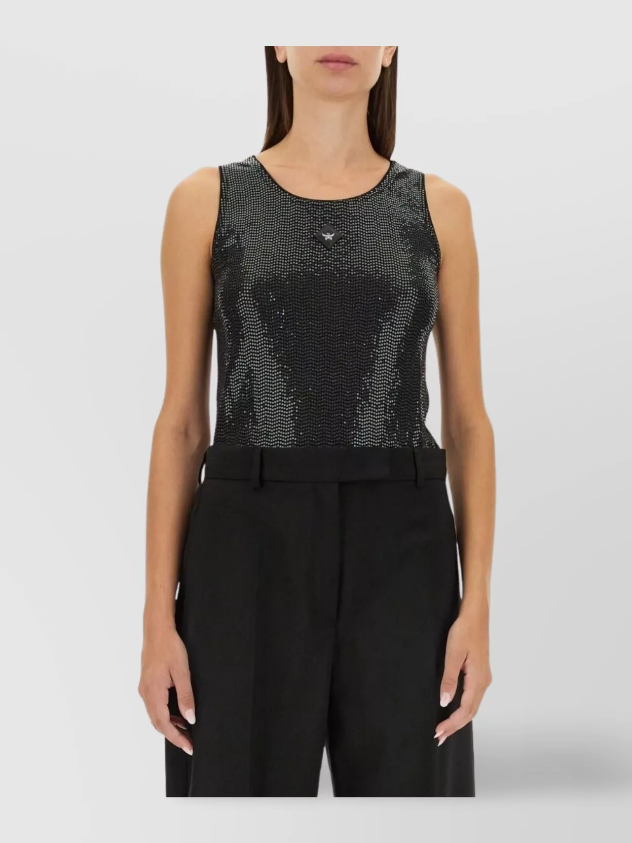 Mcm Sequin Scoop Neck Tank Top