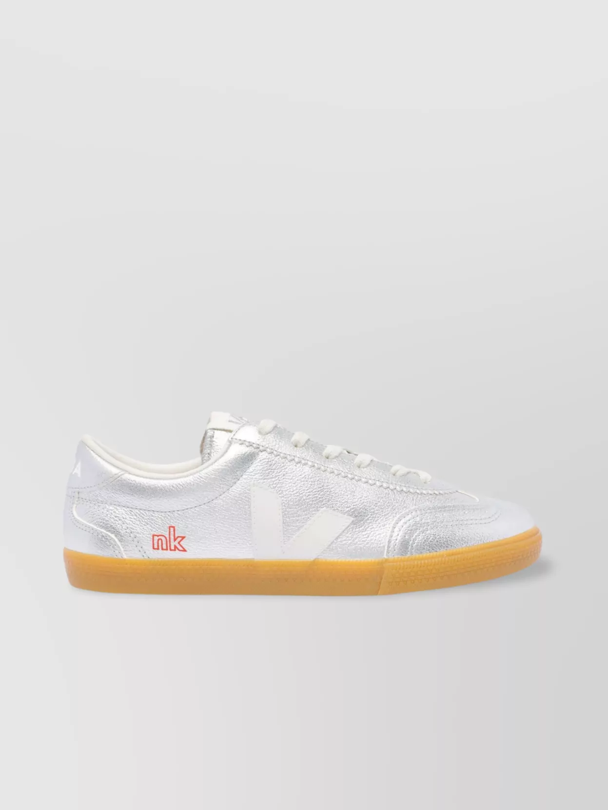 Veja Low Top Leather Sneakers With Metallic Finish