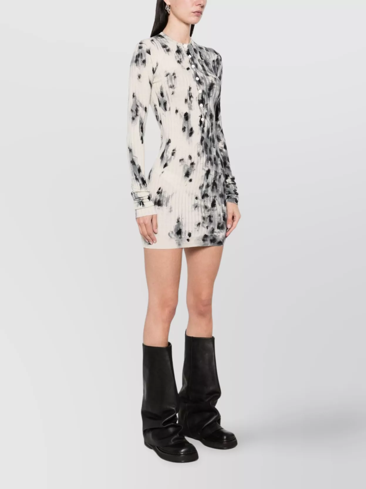 The Attico Animal Print Crew Neck Dress