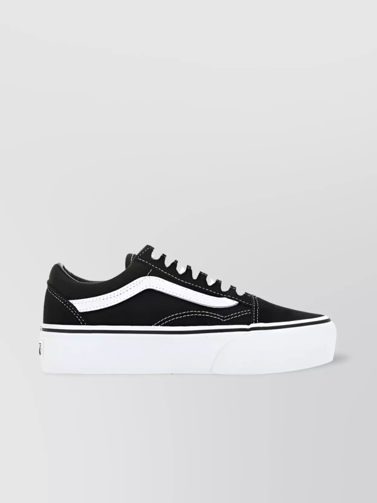 Shop Vans Contrast Stitching Platform Sneakers In White