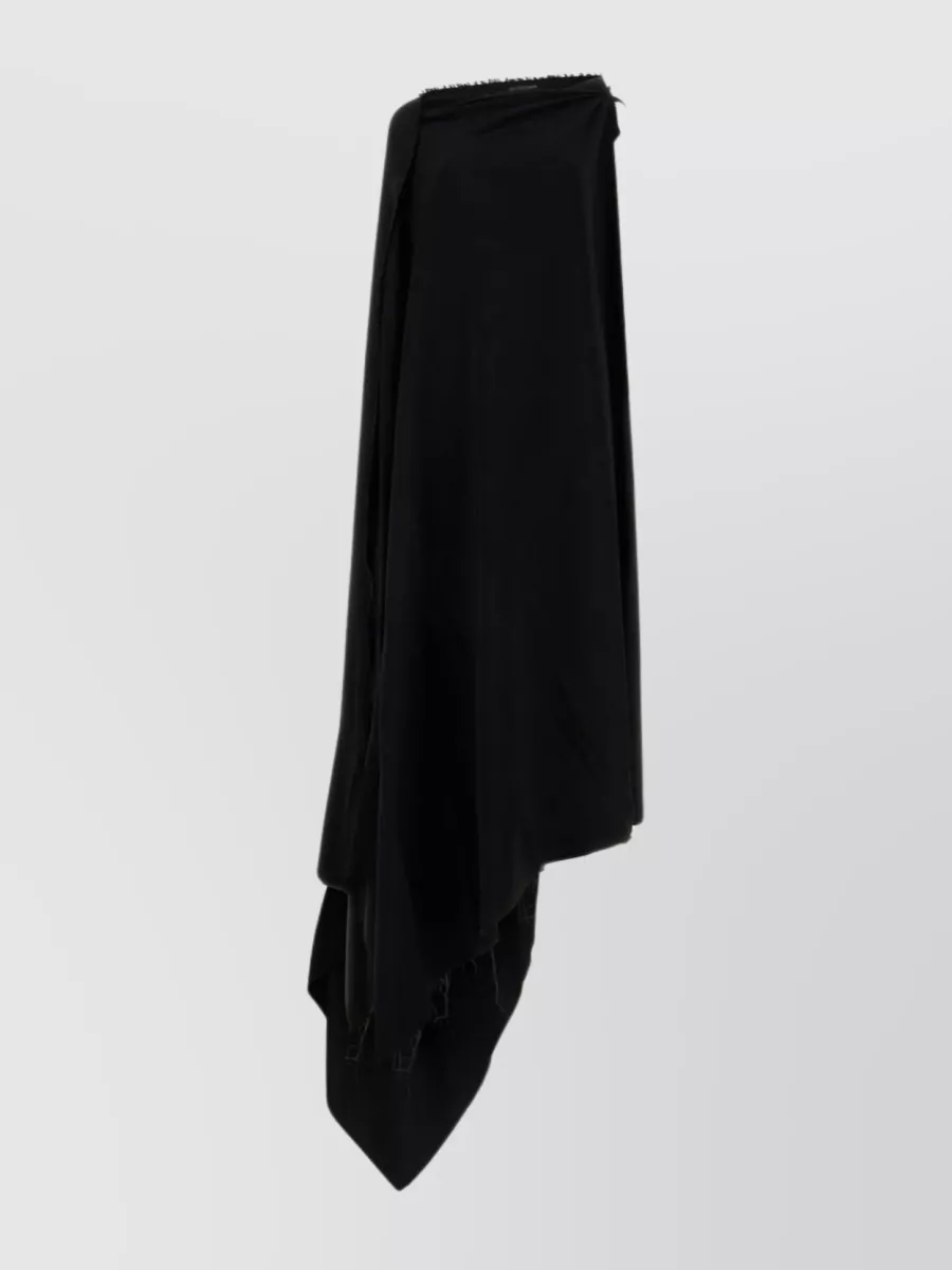 Shop Balenciaga Unique Neckline Long-cut Draped Dress In Black