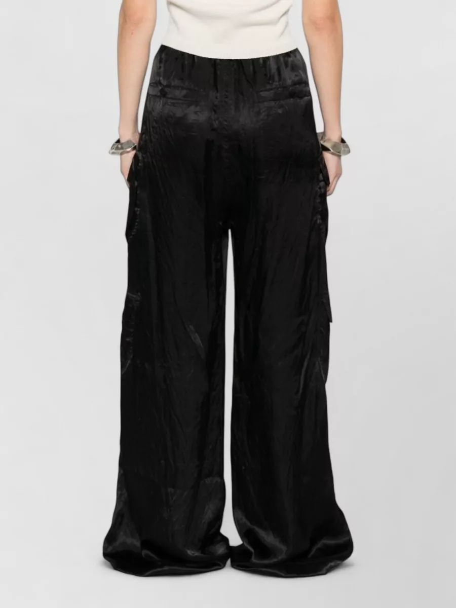 Rick Owens Straight Cargo Trousers Elastic Waistband Wide Leg