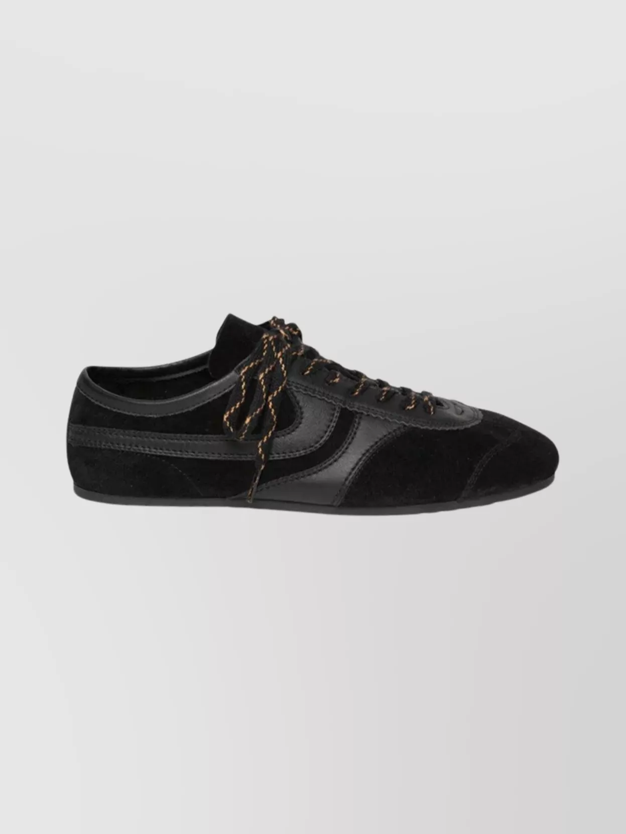 Dries Van Noten Suede Texture Sneakers Featuring Contrast Stitching In Black