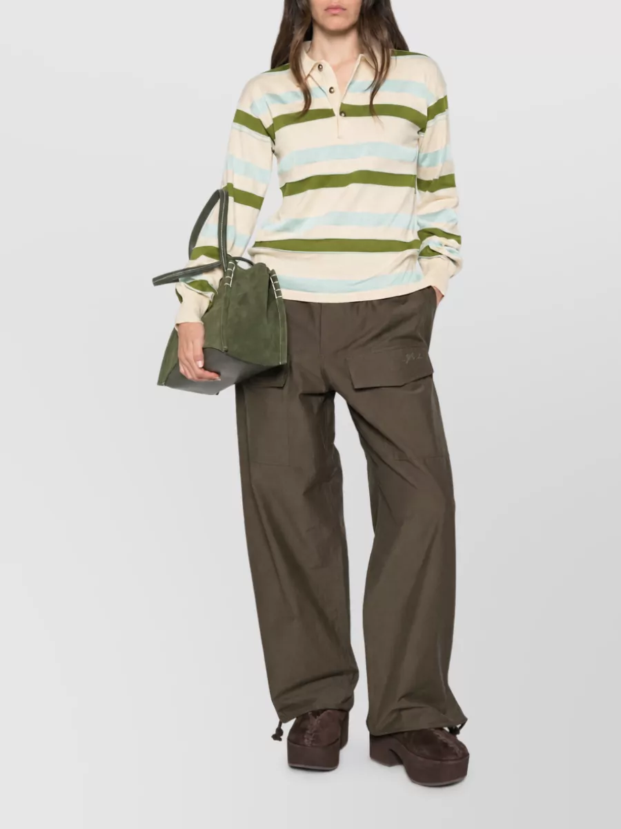 Jw Anderson Striped Long-Sleeve Polo Shirt