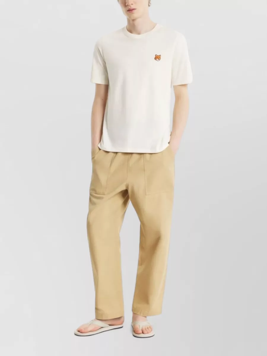 Maison Kitsuné Fox Head Motif Cotton Round Neck T-Shirt