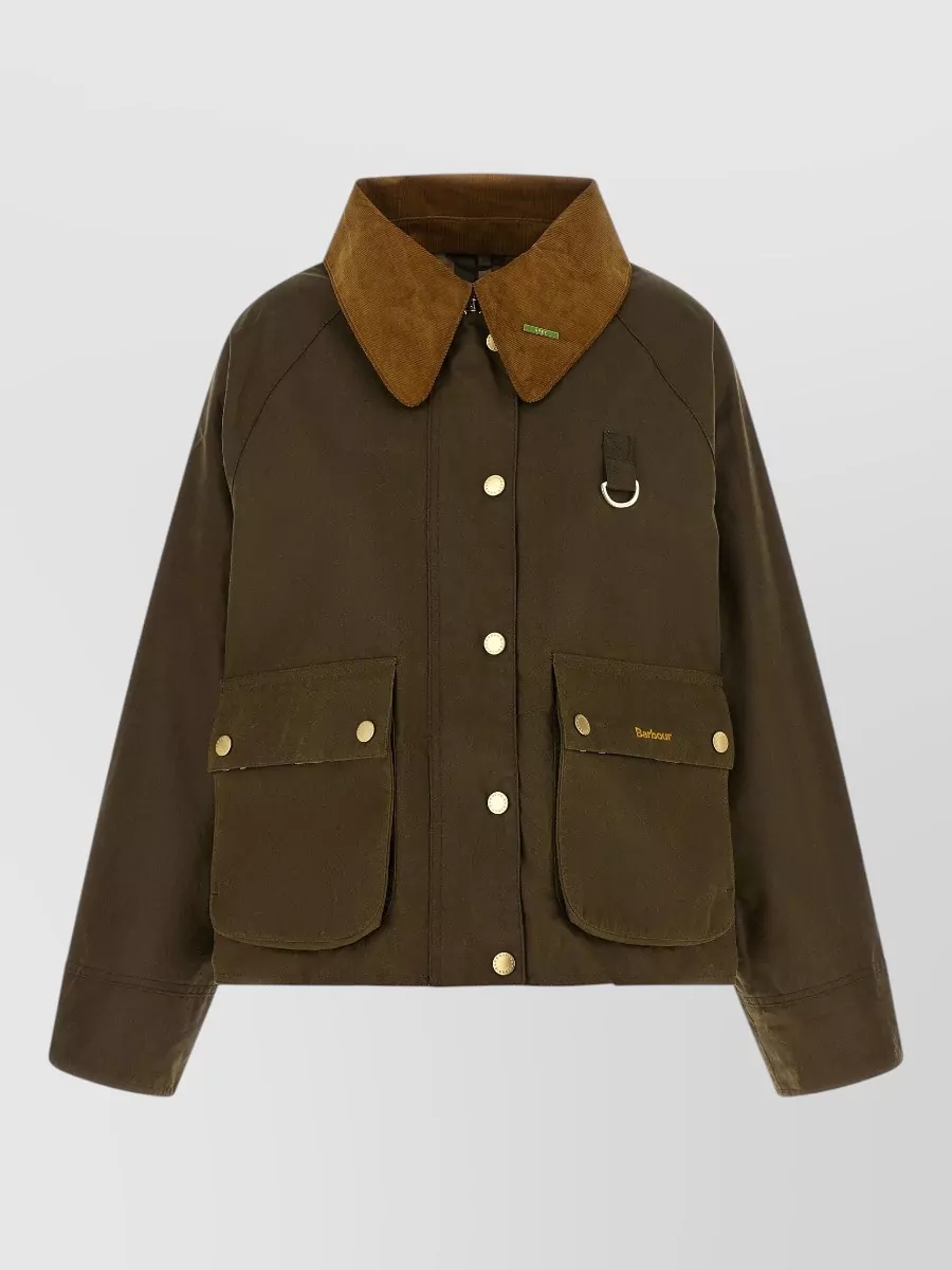 Barbour waxed cotton cropped single breasted coat