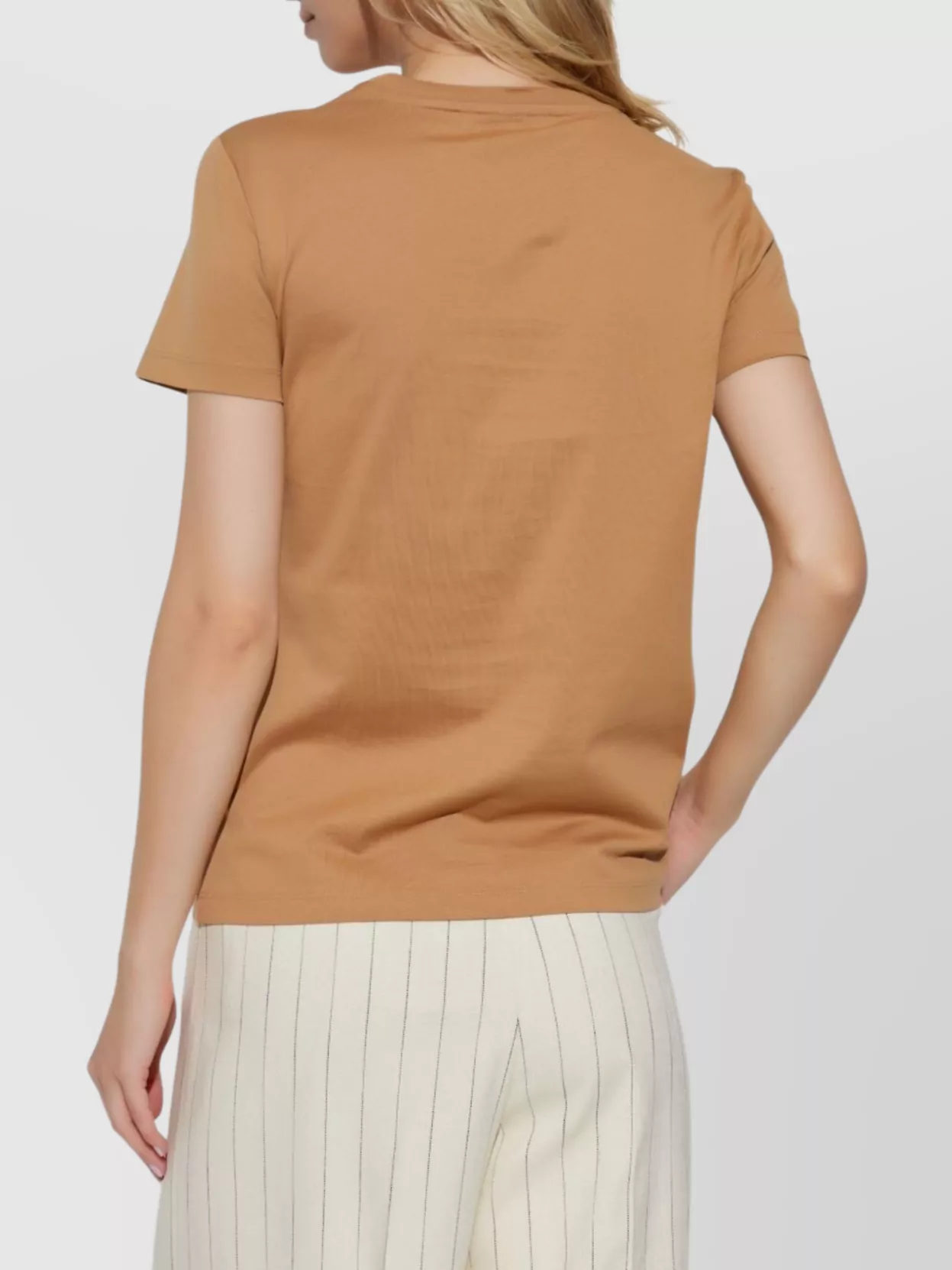 Max Mara Monogram Embroidered Crew Neck T-shirt In Brown