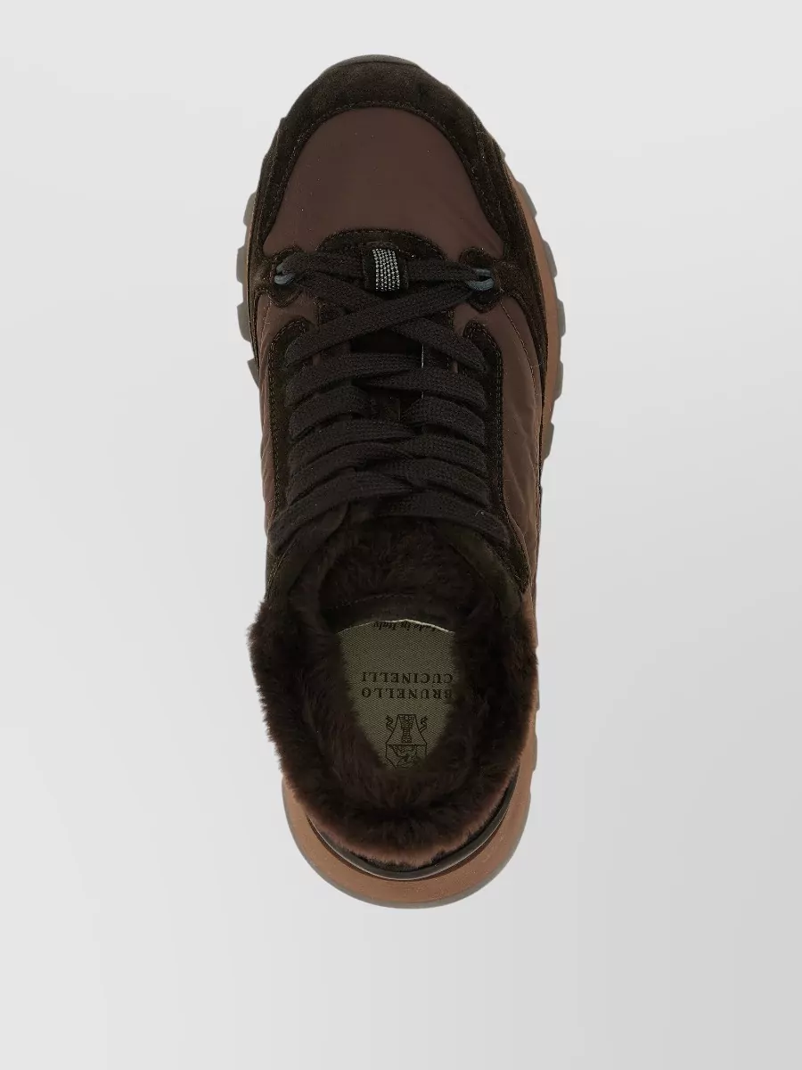 Brunello Cucinelli Suede And Shearling Low-Top Sneakers
