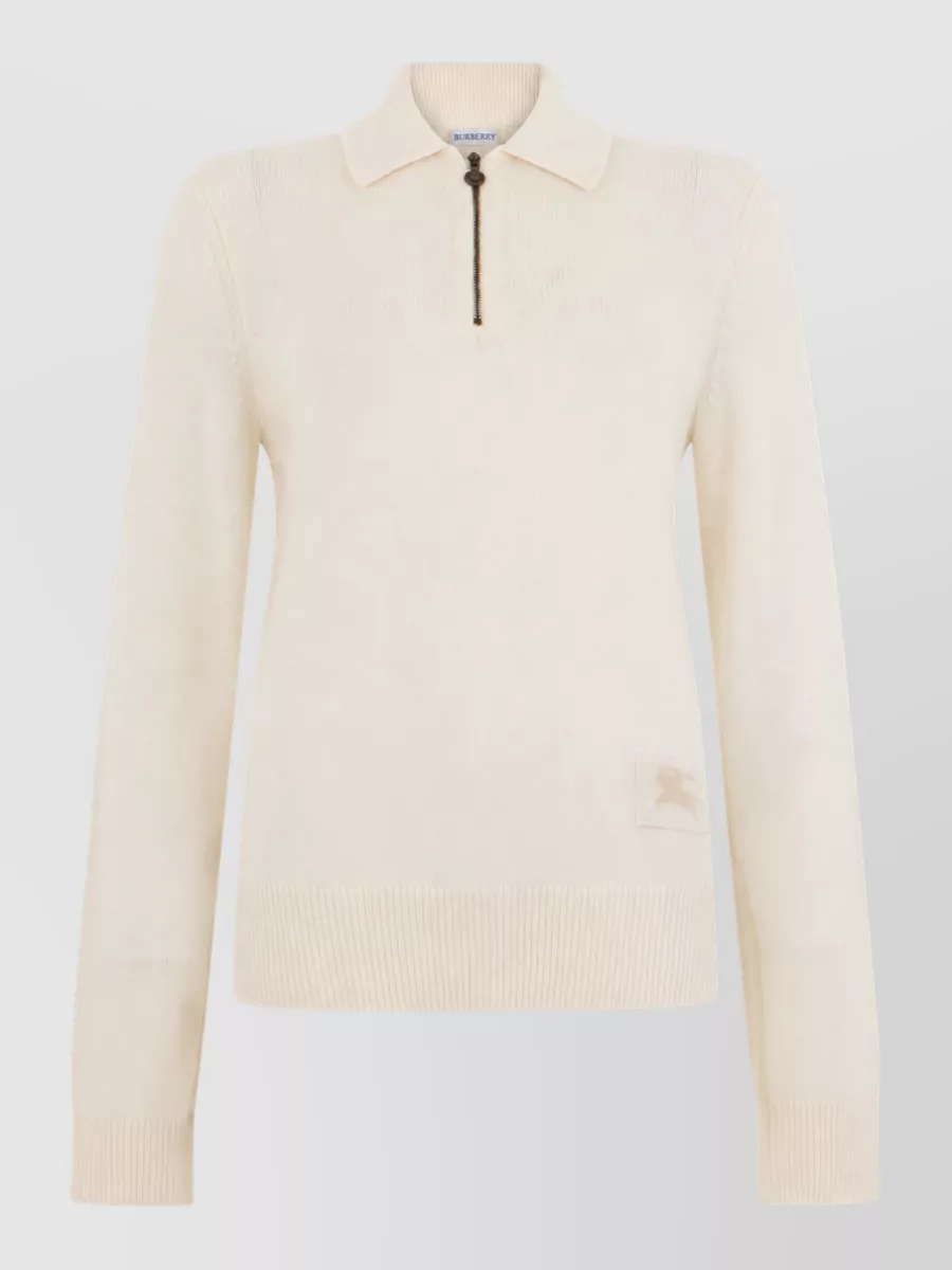 Burberry Cashmere zip collar long sleeve sweater