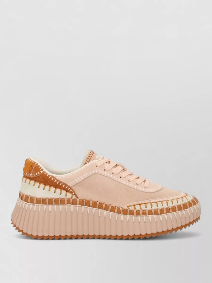 Chloé Nama Sneakers Contrasting Sole Stitch Detailing