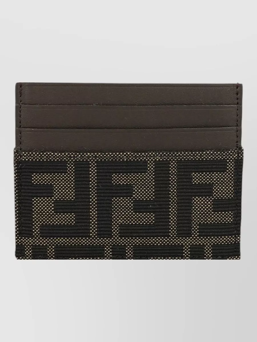 Fendi leather ff jacquard card holder