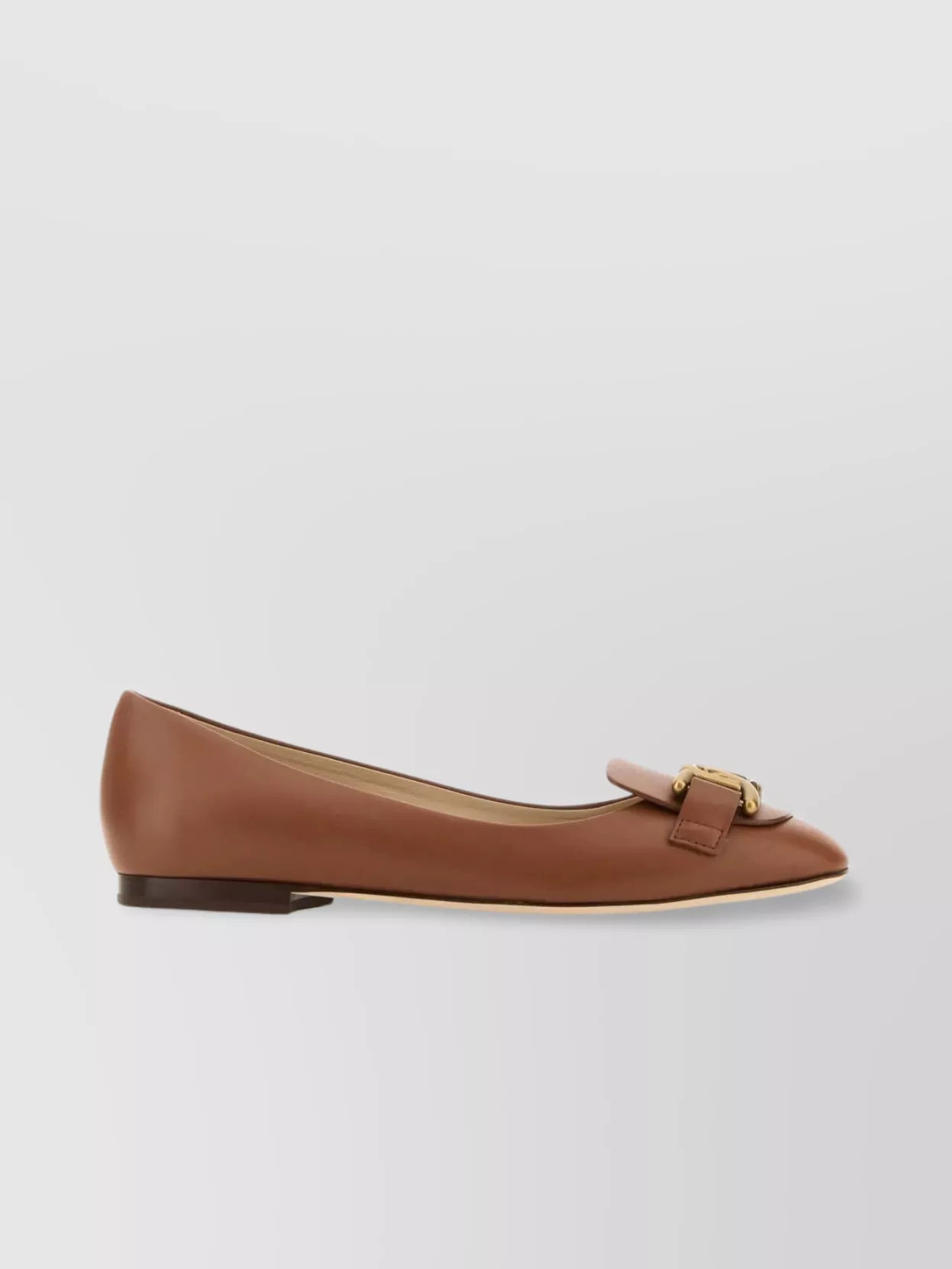 Shop Tod's Smooth Leather Ballerinas With Metal T-chain Detail
