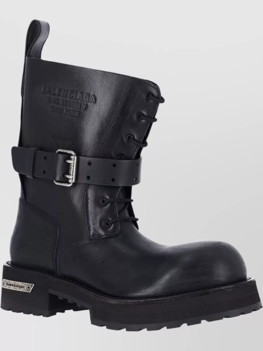 Balenciaga Leather Lace-Up Ankle Boots