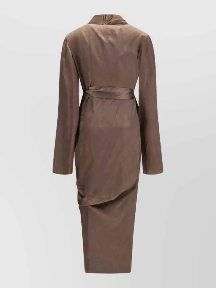 Rick Owens Asymmetric Draped Long Sleeve Wrap Dress